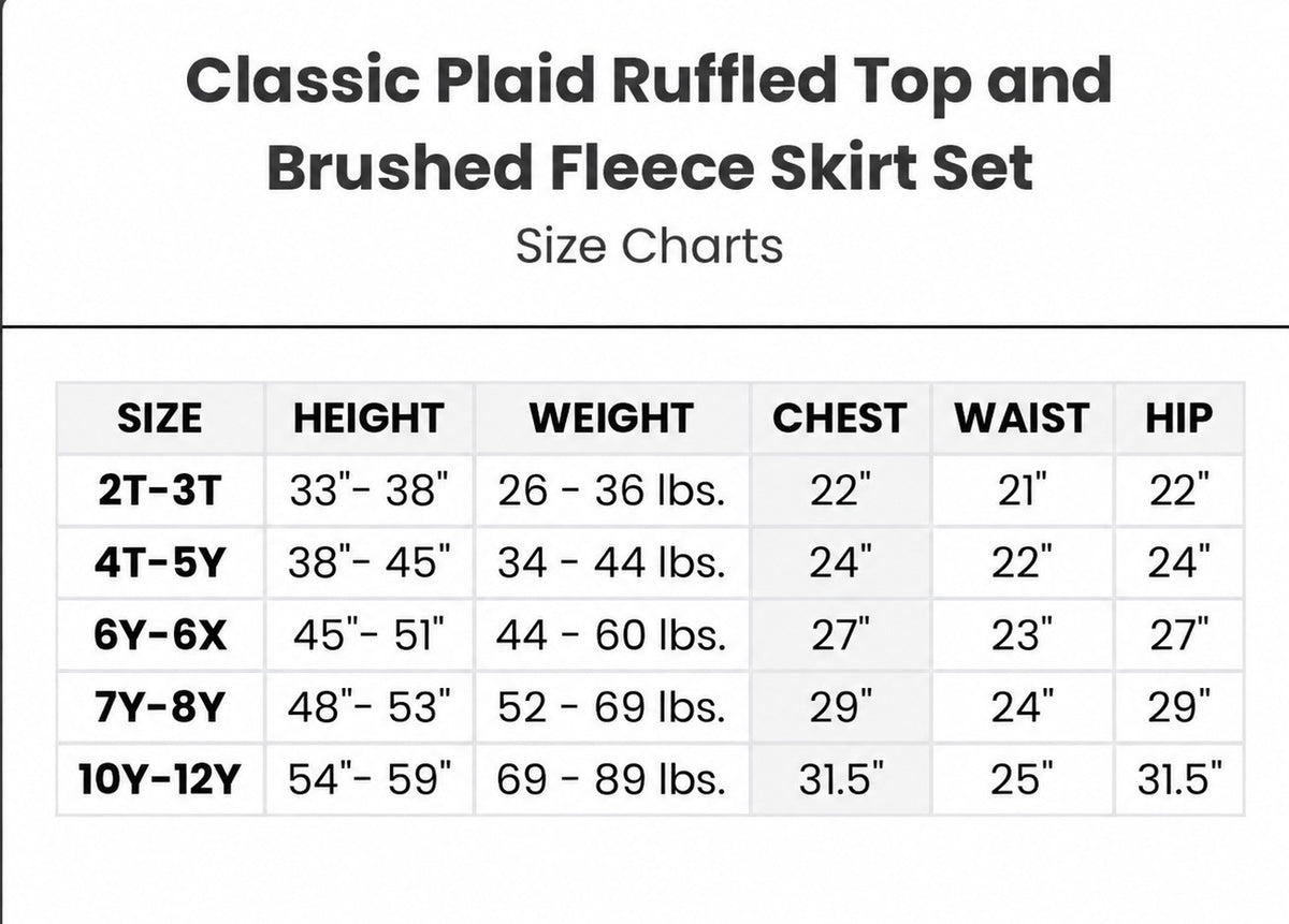 Classic Plaid Ruffled Top and Brushed Fleece Skirt Set