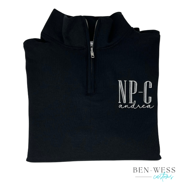 Personalized Embroidered Cadet Collar Quarter-Zip Sweatshirt