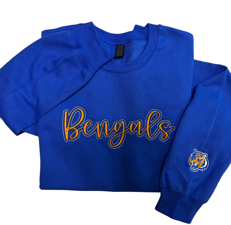 School Spirit Script Embroidered Premium Crewneck
