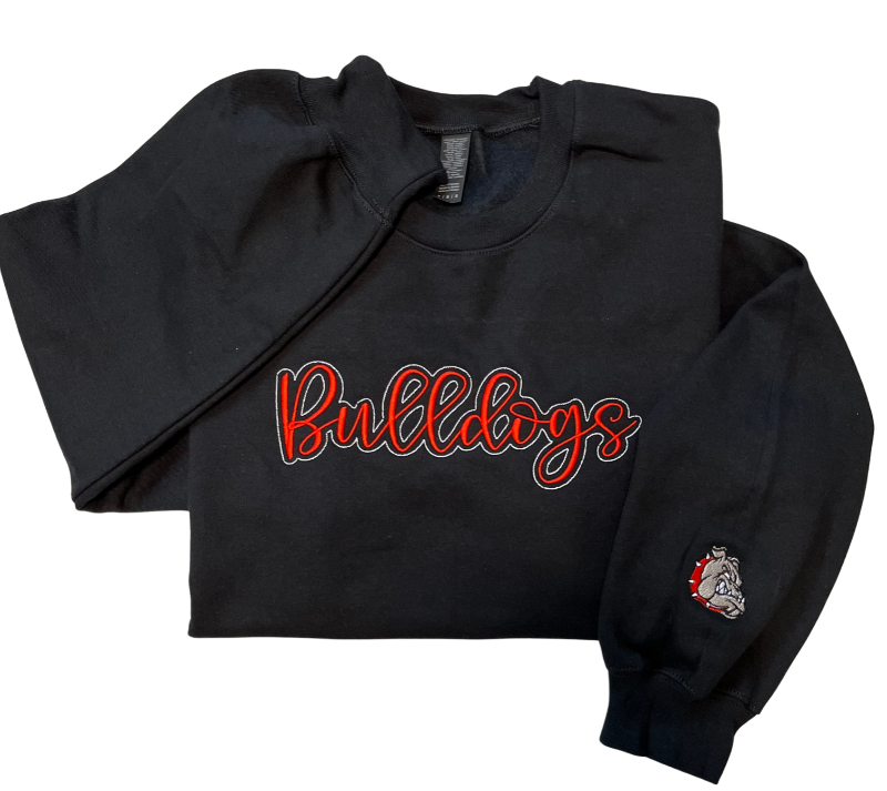 School Spirit Script Embroidered Premium Crewneck
