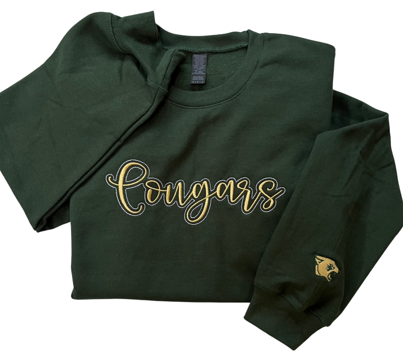 School Spirit Script Embroidered Premium Crewneck