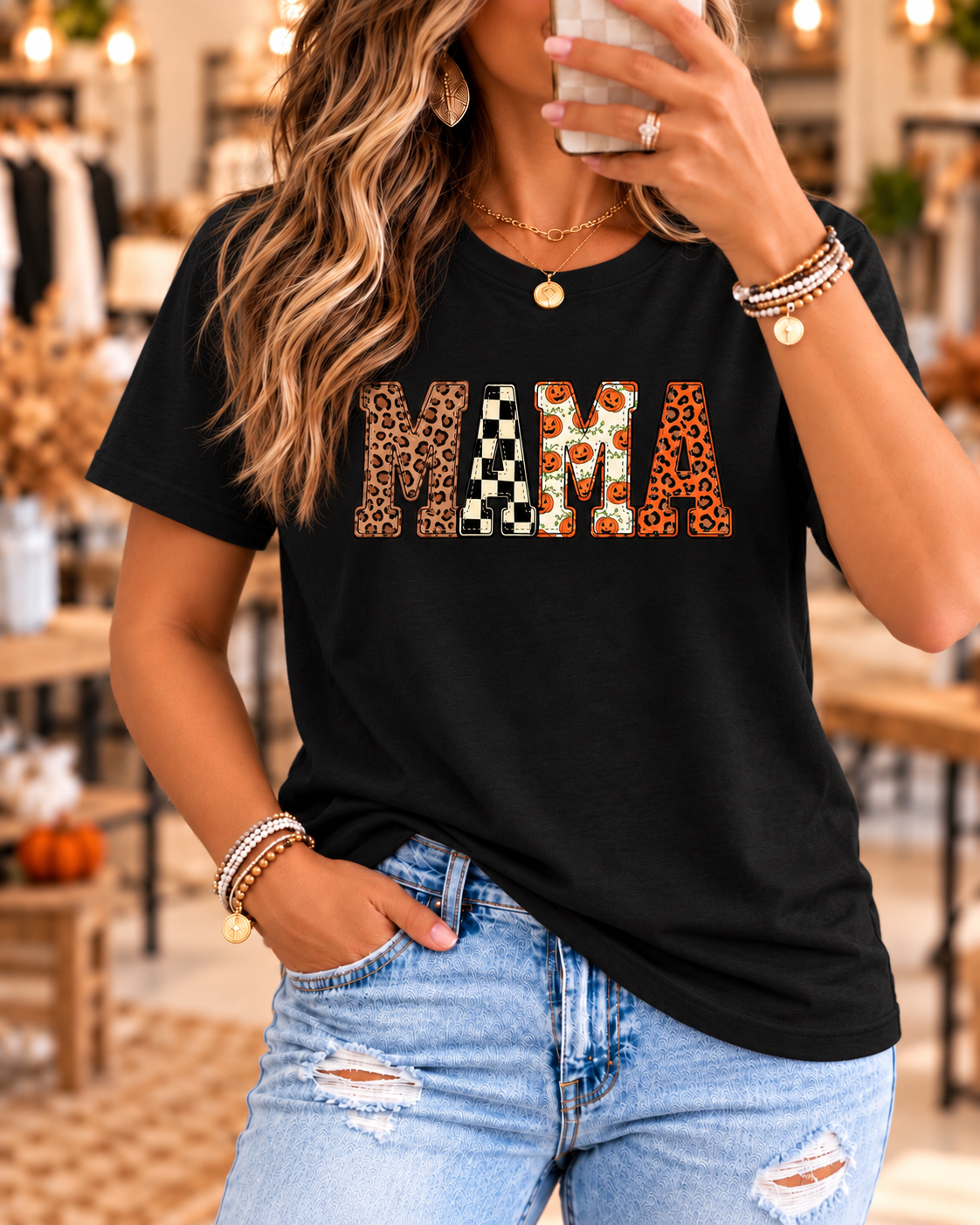 MAMA Halloween Patchwork Tee