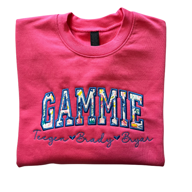 Floral Print Embroidered Applique Sweatshirt
