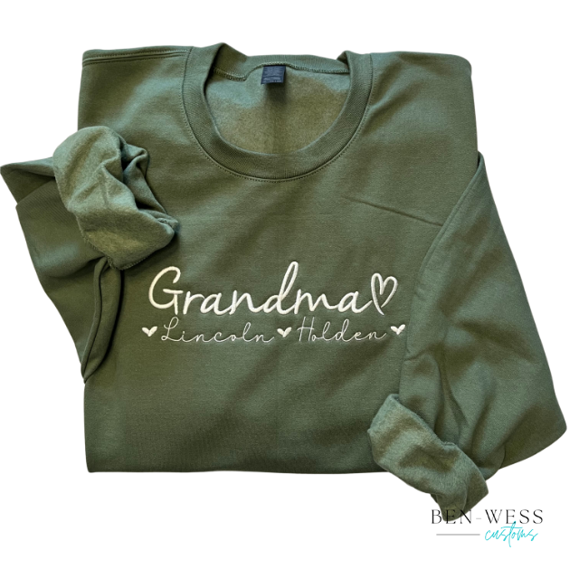 Embroidered Grandma Heart Personalized Crewneck