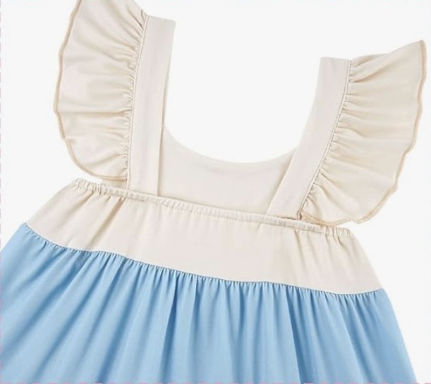 Girls Embroidered Monogram Ruffle Sleeveless Dress