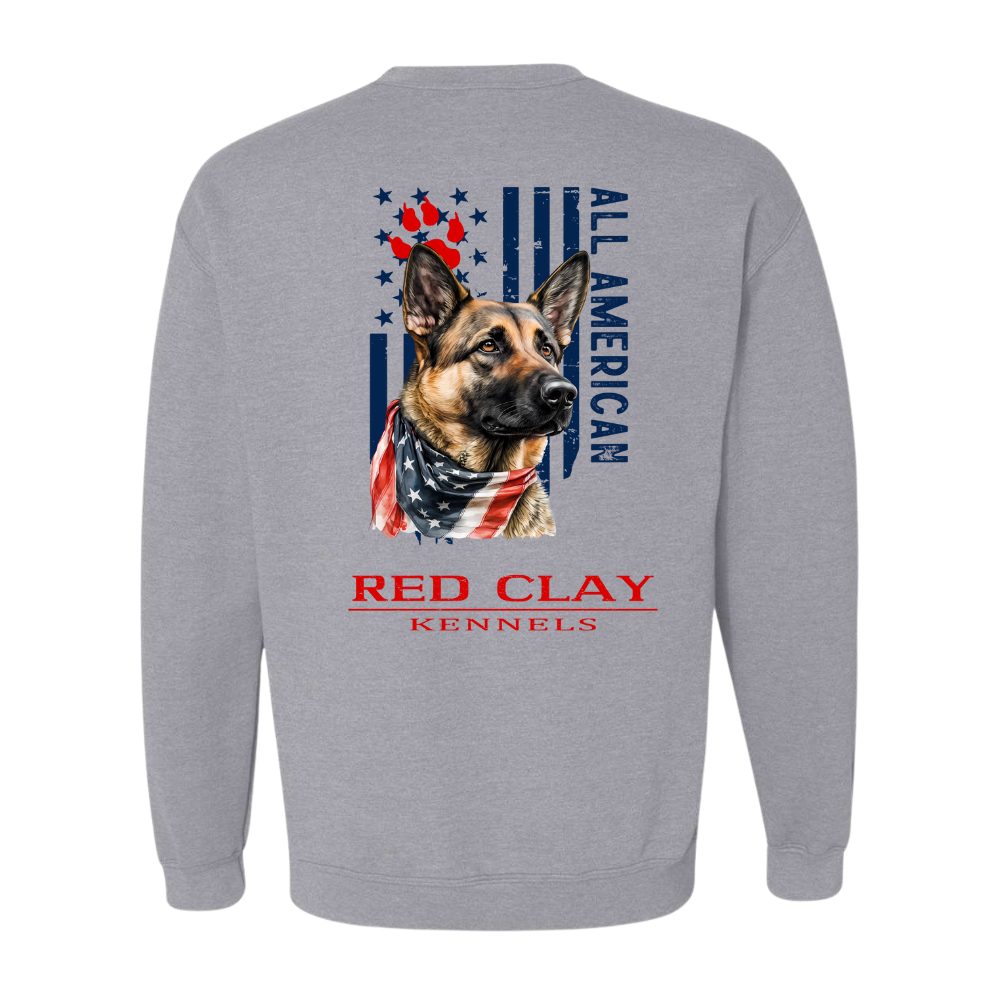 Red Clay Kennels German Shepherd Patriotic Crewneck Sweatshirt