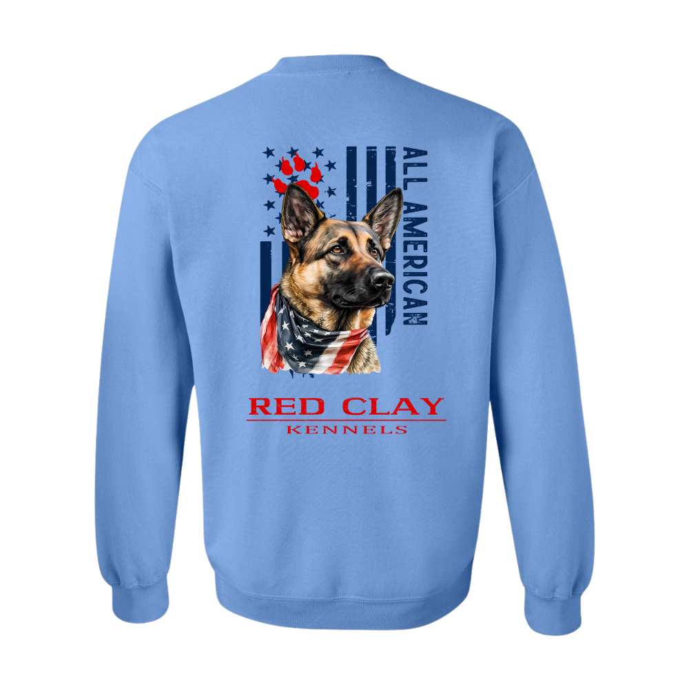 Red Clay Kennels German Shepherd Patriotic Crewneck Sweatshirt