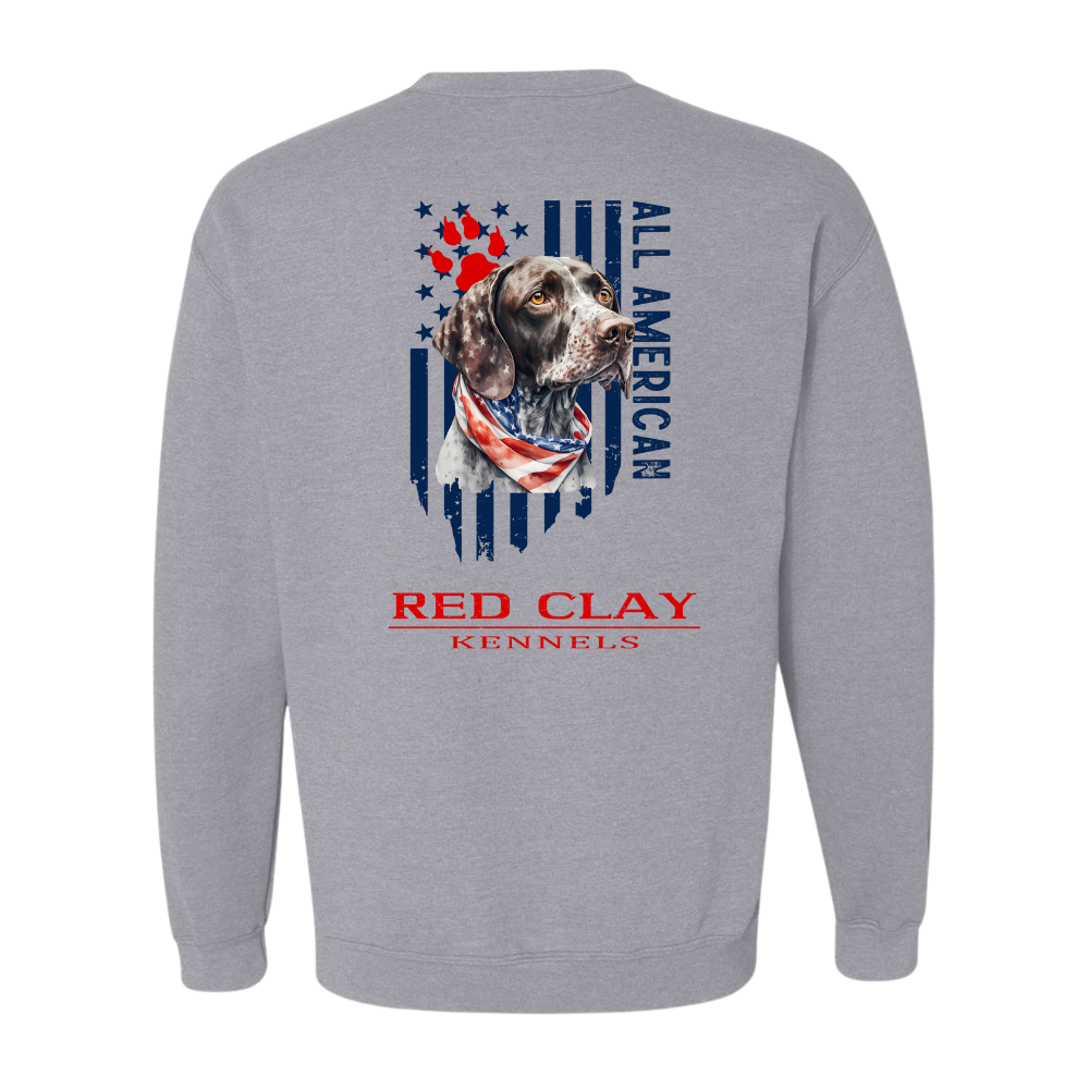 Red Clay Kennels German Shorthaired Pointer Patriotic Crewneck Sweatshirt