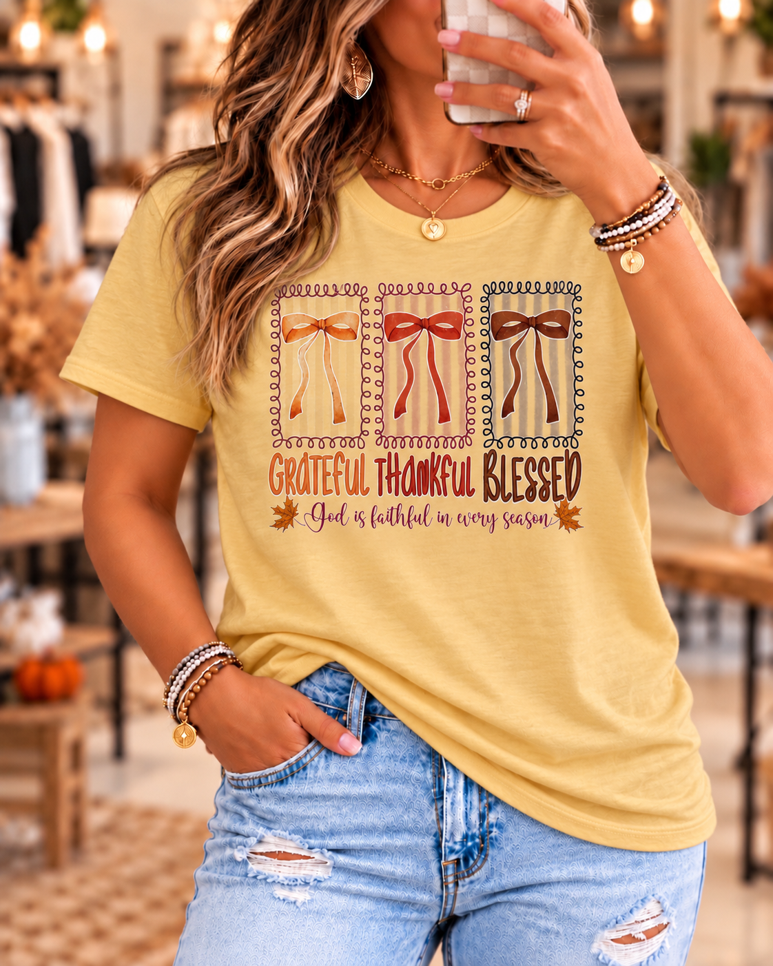 Grateful Thankful Blessed Fall Tee