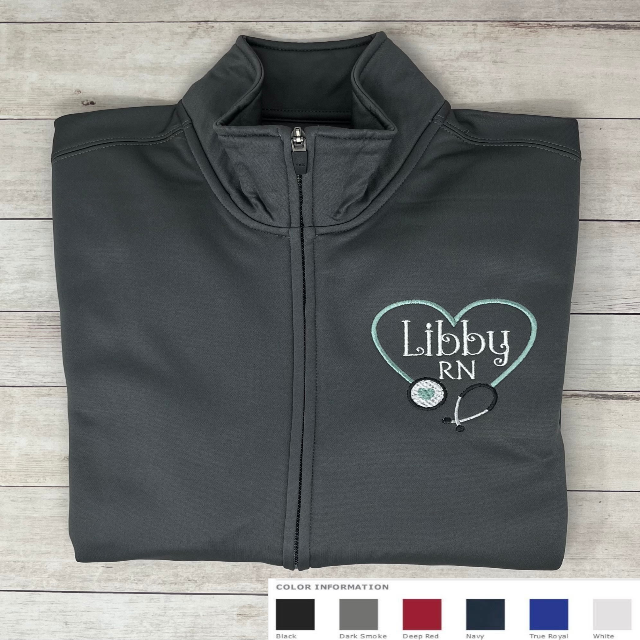 Women's Personalized Embroidered Heart Stethoscope on SportWick Fleece Jacket - Libby