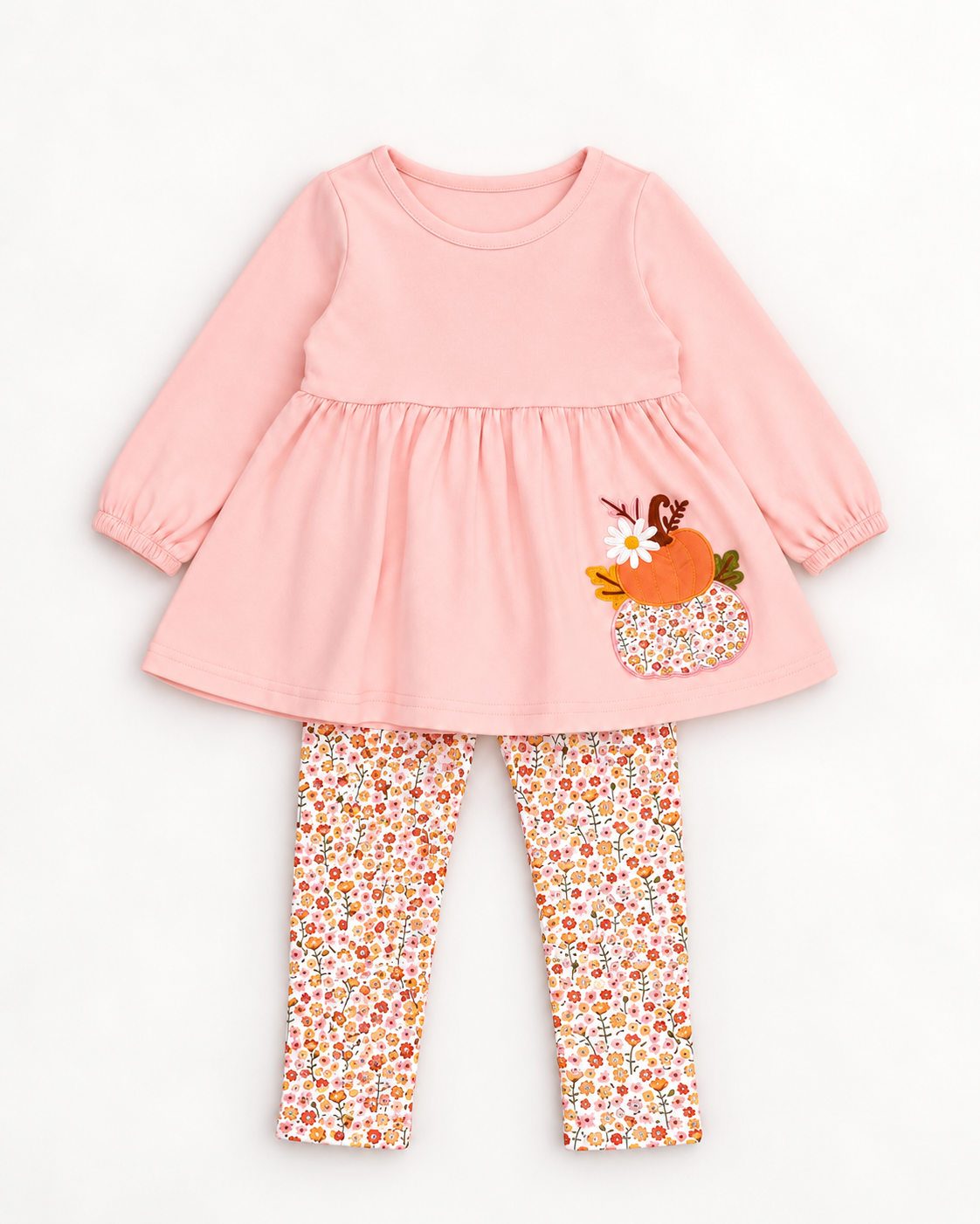 Sweet Pumpkin Floral Ruffle Outfit