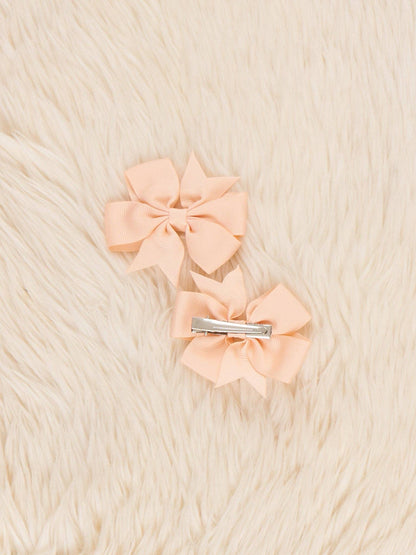 Classic Ribbon Hair Bows - 3" | Set of 2