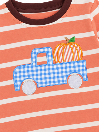 Pumpkin Patch Pickup Embroidered Cotton Top