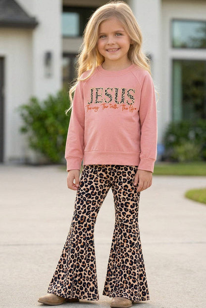 Jesus The Way The Truth The Life Top and Animal Printed Bottoms