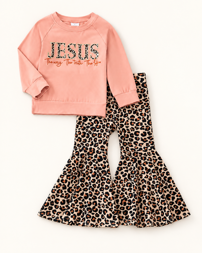 Jesus The Way The Truth The Life Top and Animal Printed Bottoms