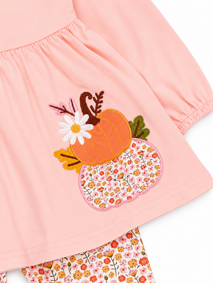 Sweet Pumpkin Floral Ruffle Outfit