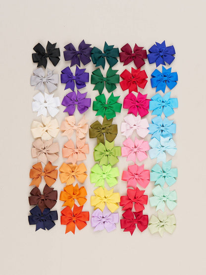 Classic Ribbon Hair Bows - 3" | Set of 2