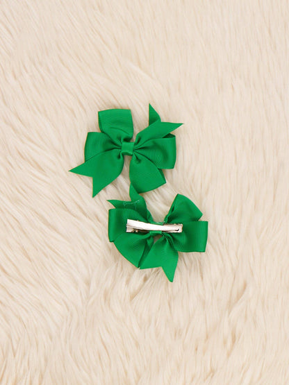 Classic Ribbon Hair Bows - 3" | Set of 2