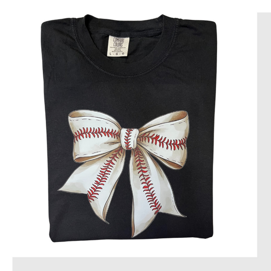 Baseball Bow Comfort Colors Tee