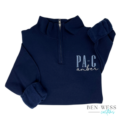 Personalized Embroidered Cadet Collar Quarter-Zip Sweatshirt