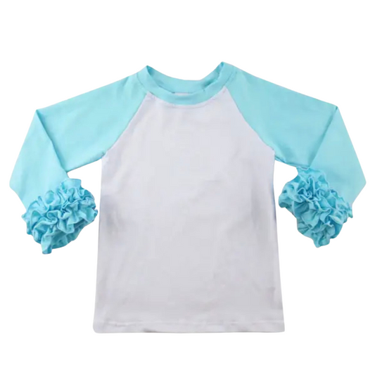 Girls Triple Ruffle Sleeve Raglan