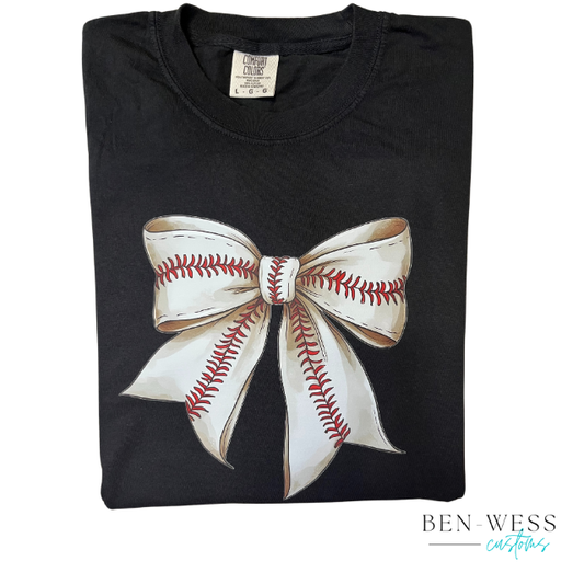 Baseball Bow Comfort Colors Tee