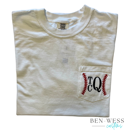Baseball Laces Monogram Pocket Tee