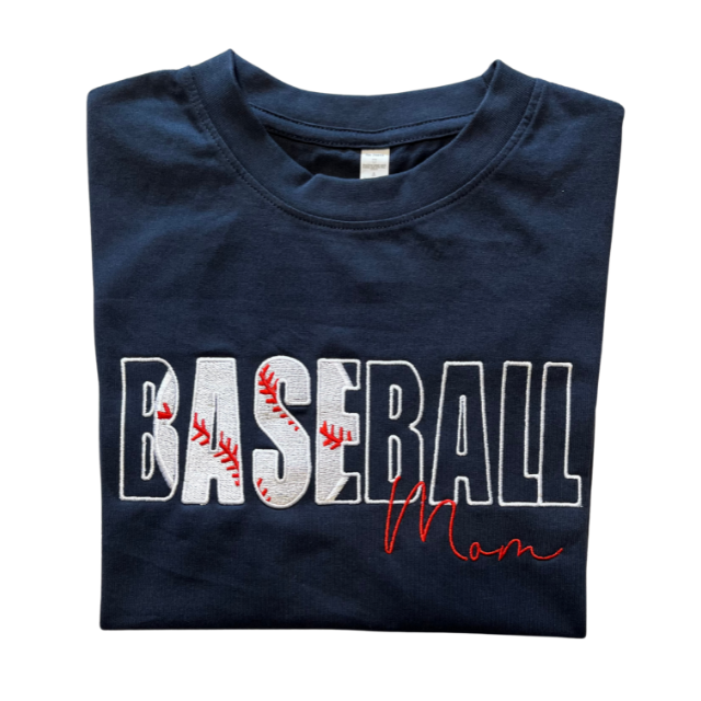Embroidered Baseball Mom Tee
