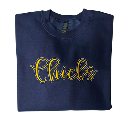 School Spirit Script Embroidered Premium Crewneck