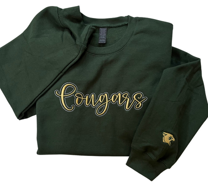 School Spirit Script Embroidered Premium Crewneck