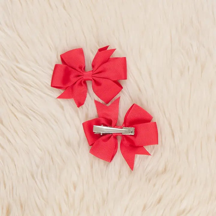 Classic Ribbon Hair Bows - 3" | Set of 2