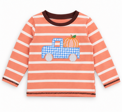 Pumpkin Patch Pickup Embroidered Cotton Top