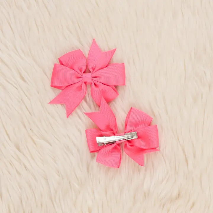 Classic Ribbon Hair Bows - 3" | Set of 2