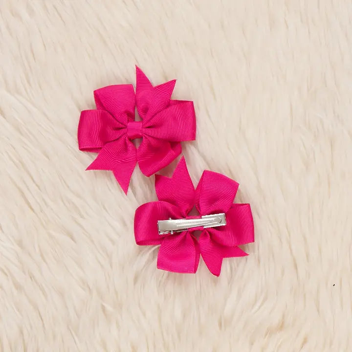 Classic Ribbon Hair Bows - 3" | Set of 2