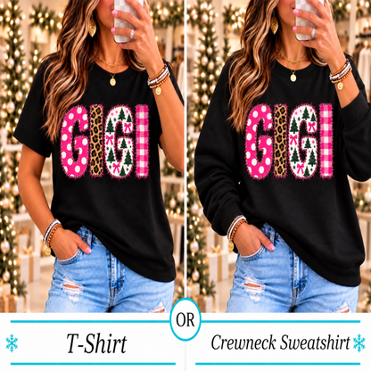 Christmas GIGI Graphic Tee or Crewneck Sweatshirt | Festive Grandma Apparel