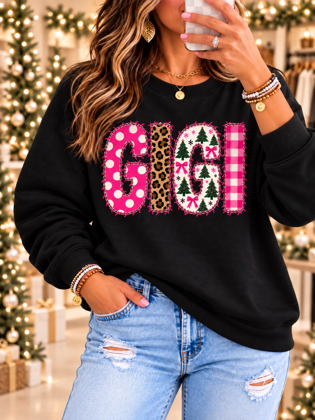 Christmas GIGI Graphic Tee or Crewneck Sweatshirt | Festive Grandma Apparel