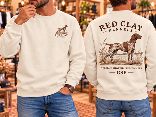 Red Clay Kennels | Comfort Colors Vintage Outfitter Crewneck Sweatshirt – German Shorthaired Pointer
