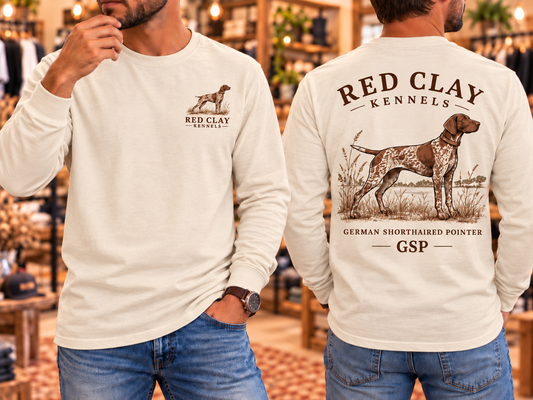 Red Clay Kennels | Comfort Colors Vintage Outfitter Long Sleeve Tee – German Shorthaired Pointer