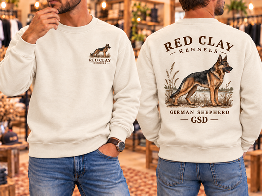 Red Clay Kennels | Comfort Colors Vintage Outfitter Crewneck Sweatshirt – German Shepherd