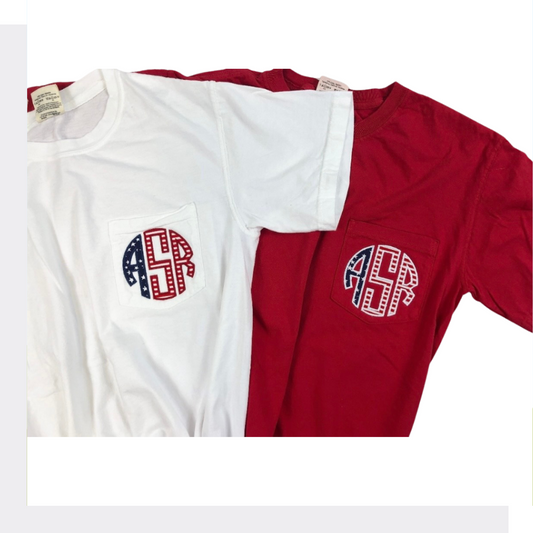 Patriotic Applique Monogram Tee