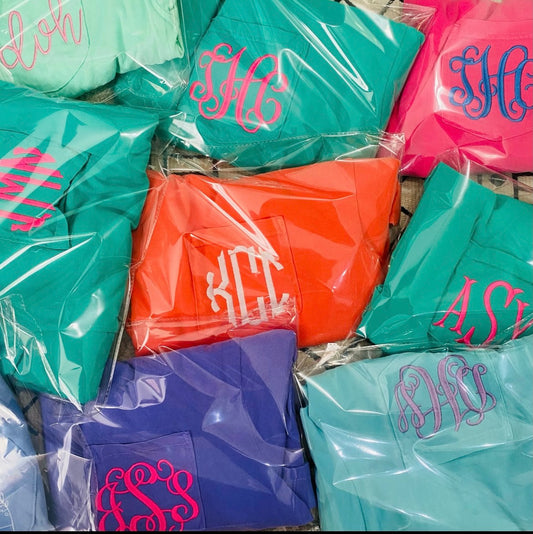 Monogrammed Comfort Colors Pocket Tee