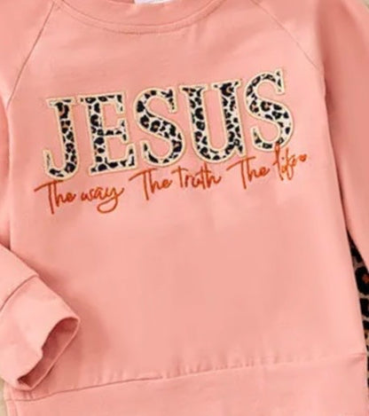 Jesus The Way The Truth The Life Top and Animal Printed Bottoms