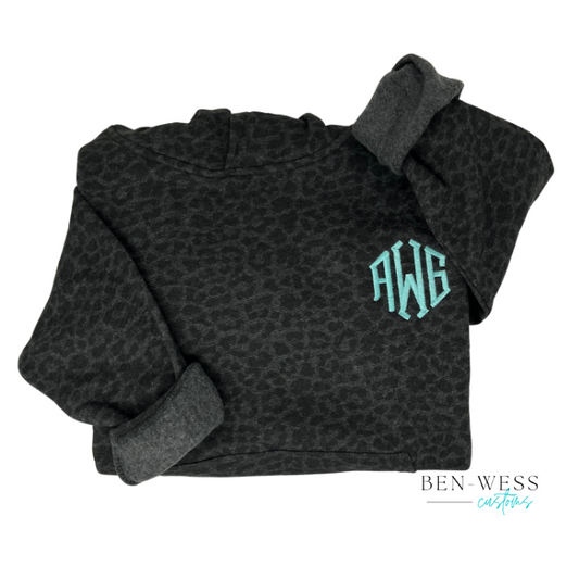 Youth Girls Embroidered Monogram Hoodie