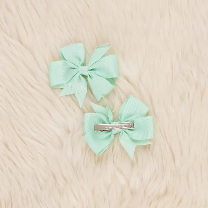 Classic Ribbon Hair Bows - 3" | Set of 2