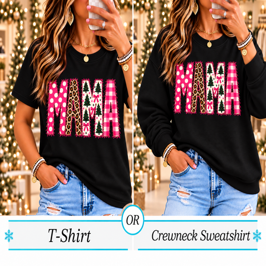Christmas MAMA Graphic Tee or Sweatshirt | Festive Mama Apparel