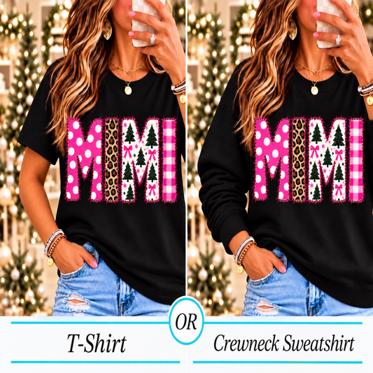 Christmas MIMI Graphic Tee or Crewneck Sweatshirt | Festive Grandma Apparel