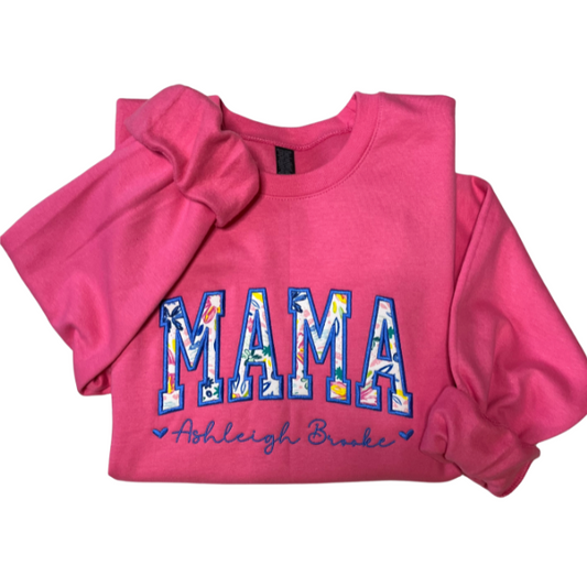 Floral Print Embroidered Applique Sweatshirt
