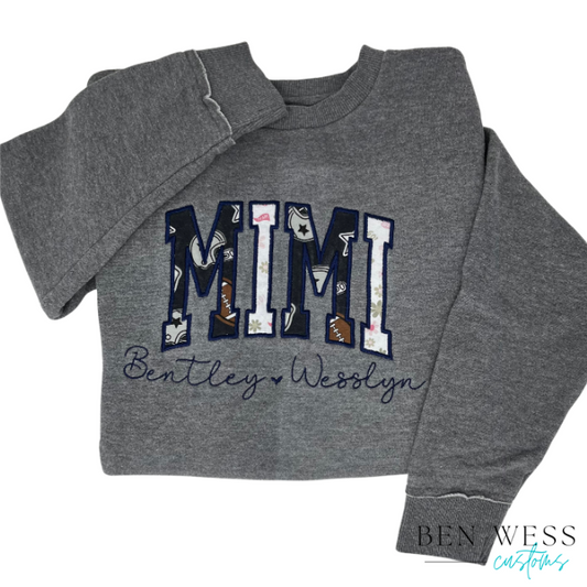 Keepsake Applique Personalized Oversized Fleece Crewneck