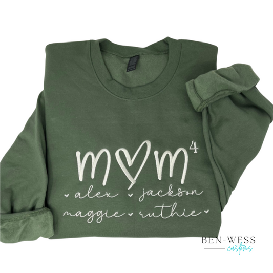 Embroidered Mom Heart Personalized Crewneck