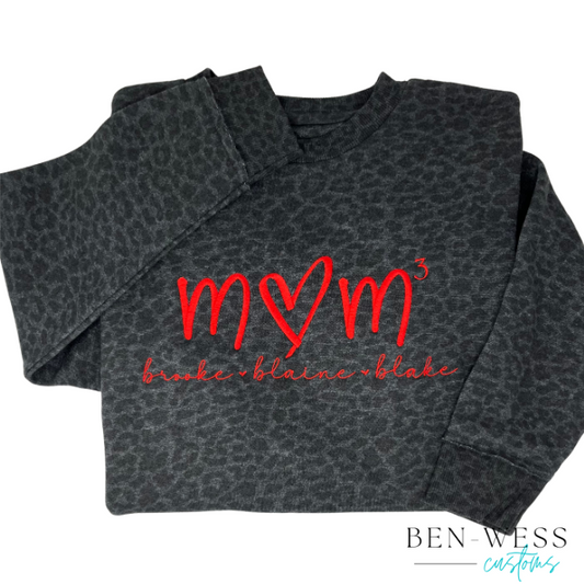 Embroidered Mom Heart Personalized Oversized Crewneck